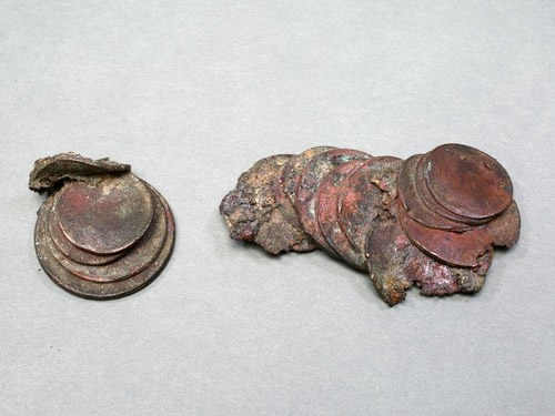 Old coins melted together