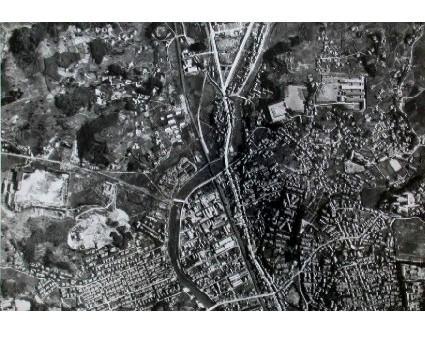 竹ノ久保上空から大橋方面を望む（被爆前）
