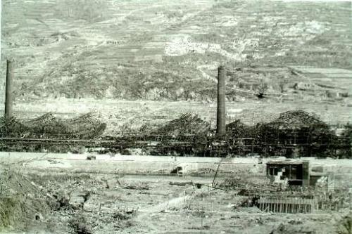 稲佐山中腹から東方を望むパノラマ（4枚つなぎ写真中左から４枚目）－三菱長崎製鋼所第2工場方面－