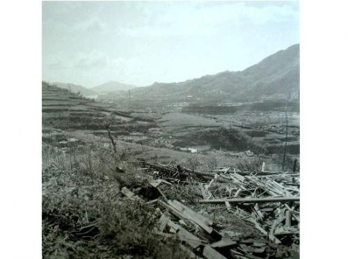 長崎医科大学附属医院裏山からのパノラマ（５枚つなぎの写真中左から１枚目）－長崎港方面－