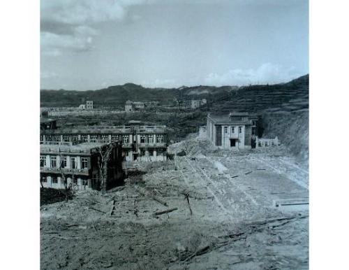 長崎医科大学附属医院裏山からのパノラマ（４枚つなぎ写真中左から４枚目）－皮膚泌尿器科病棟方面－