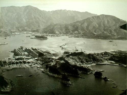 香焼島北西上空から川南工業香焼島造船所方面を望む