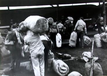 本国に帰還するために汽車に乗車する