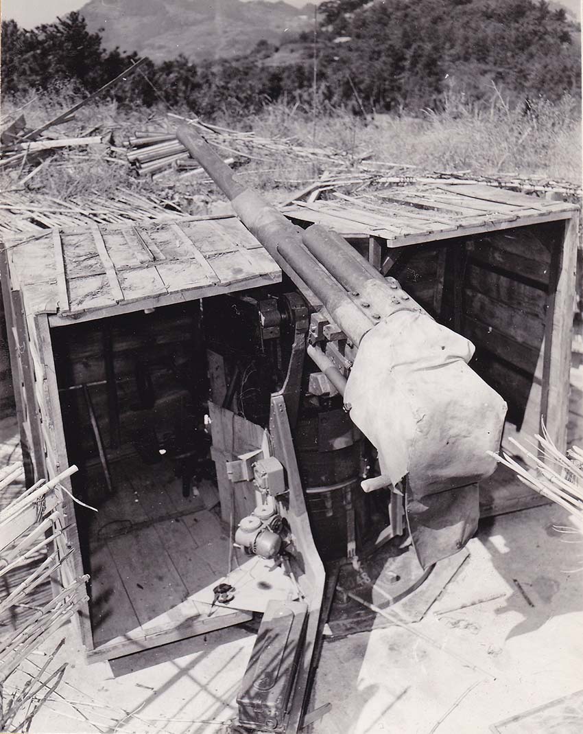 香焼島安保陣地の九九式八糎高射砲