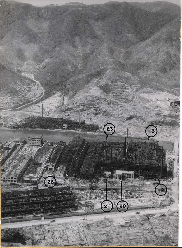 上空から見た茂里町交差点付近