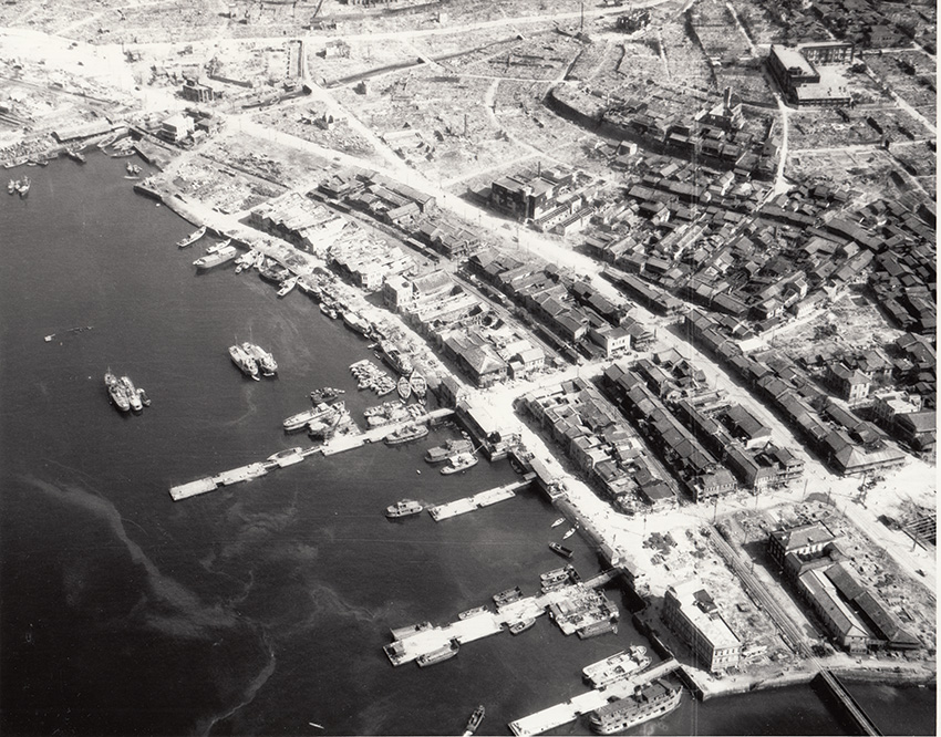 上空から見た大波止・元船町一帯