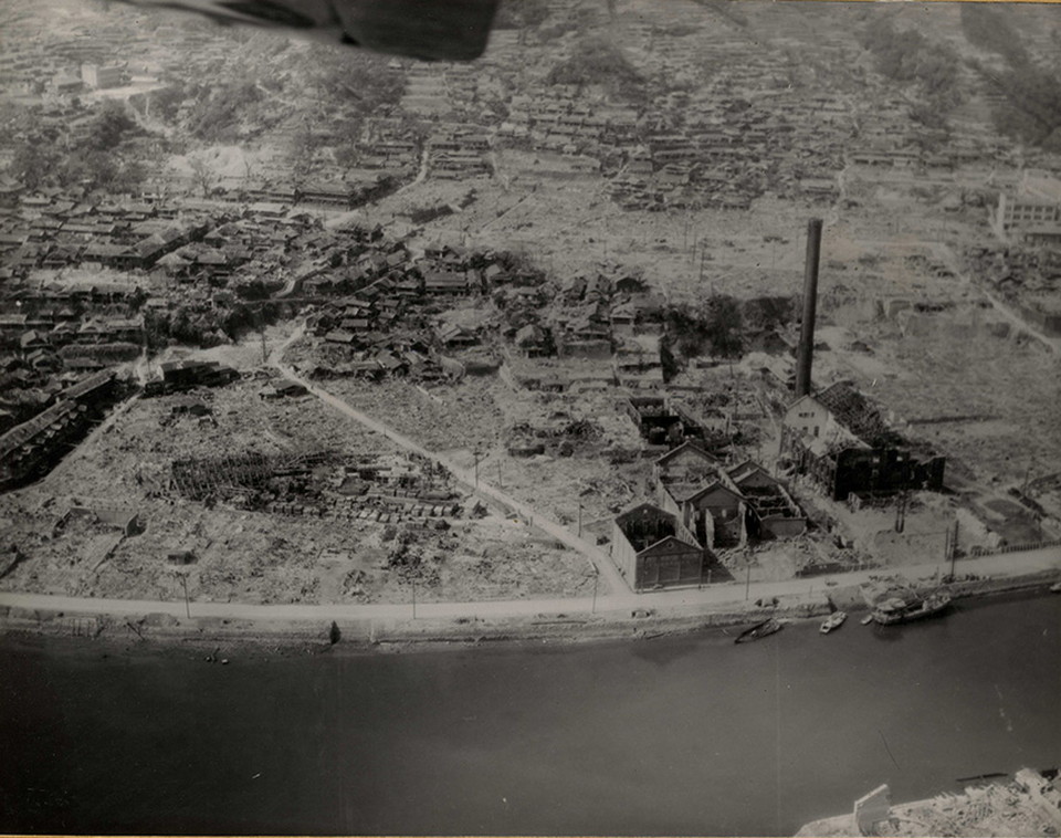 上空から見た九州配電長崎火力発電所（稲佐発電所）付近　