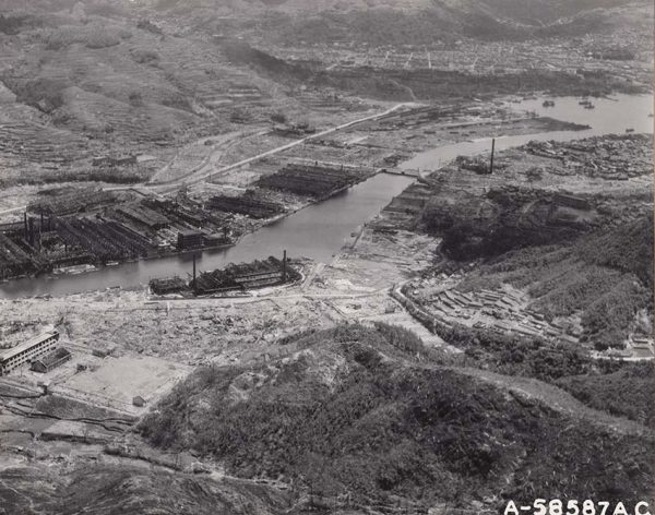 上空から見た浦上川下流一帯