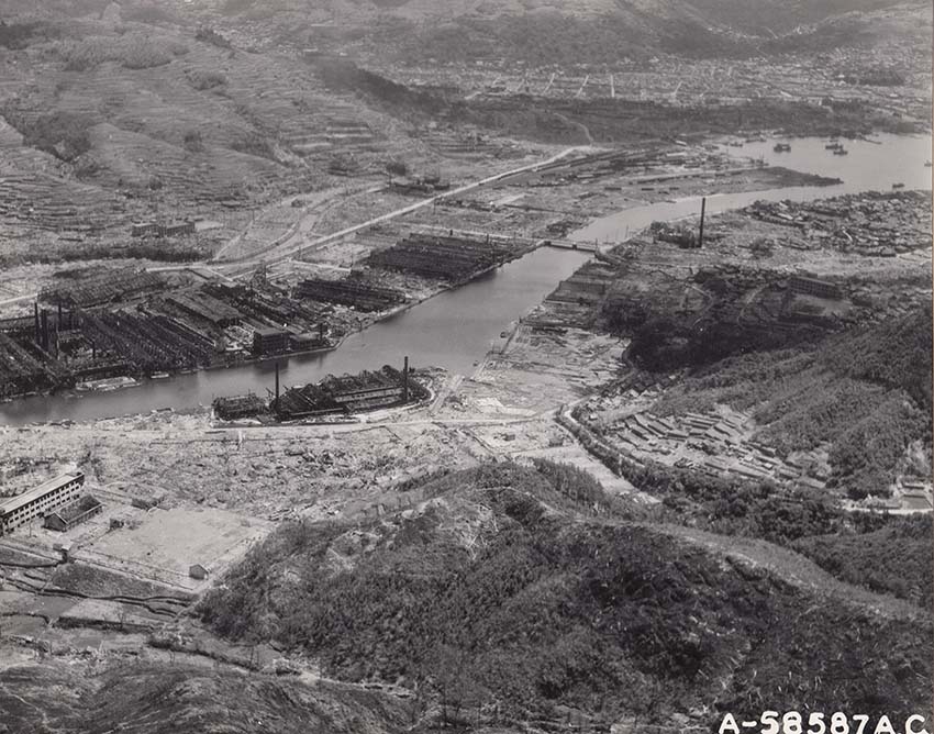 上空から見た浦上川下流一帯
