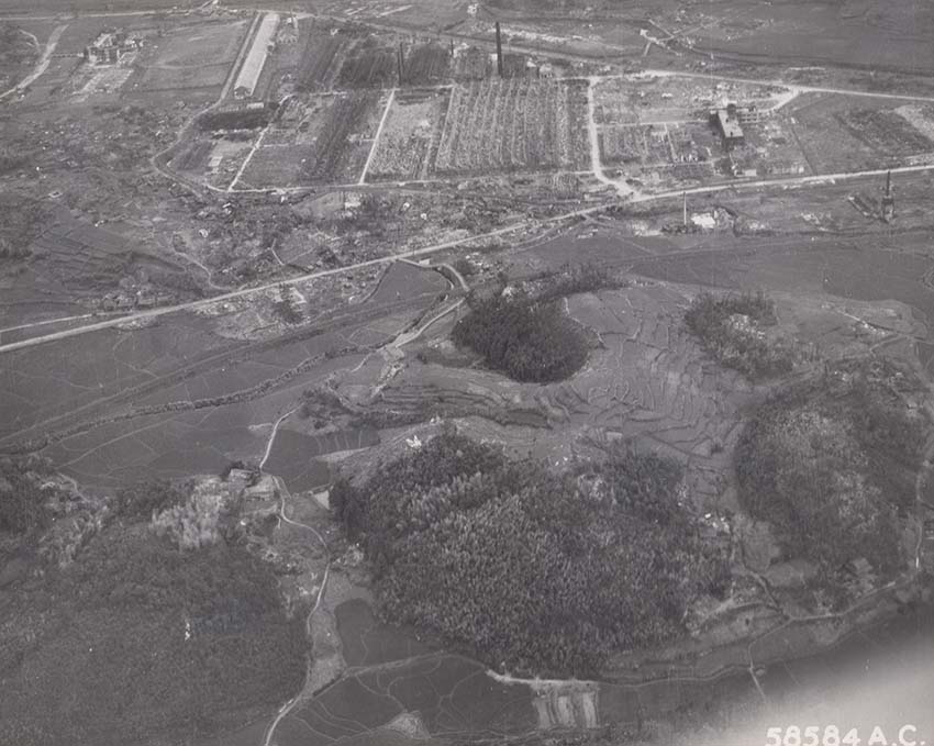 上空から見た三菱長崎兵器製作所大橋工場一帯